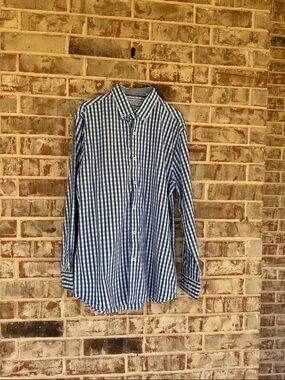 Nick Graham Everywhere Blue White Checkered Button Down Dress Shirt